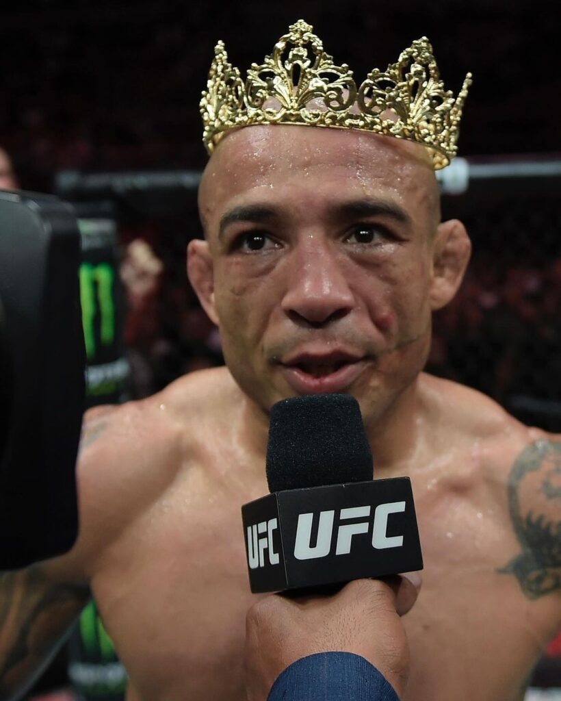José Aldo durante a entrevista pós luta. Foto: Divulgação/UFC