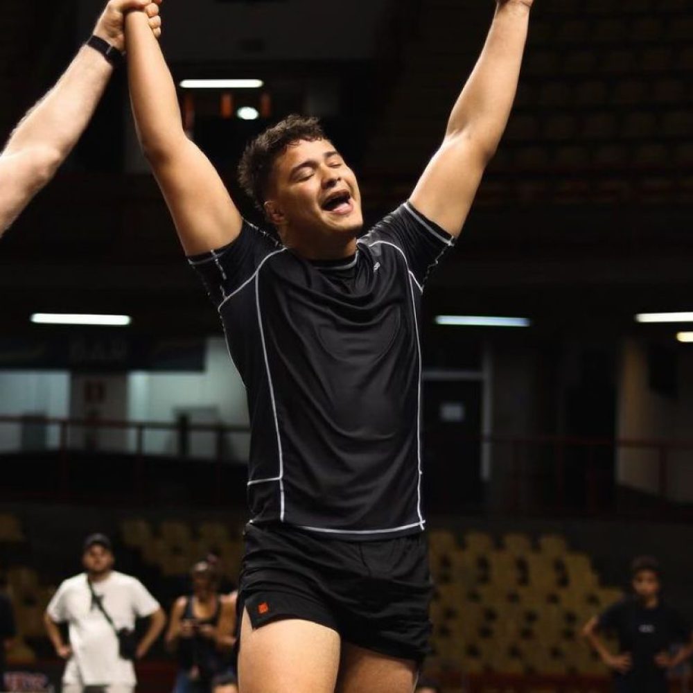 Felipe Costa vibra com a vitória no ADCC Trials. Foto: BJJ Wars